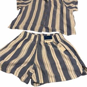 Old Navy Blue and Cream Striped Set